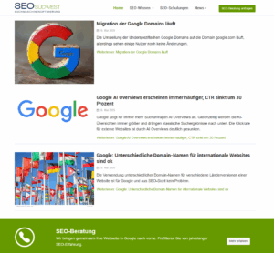 Ein Screenshot der Seite von SEO Südwest